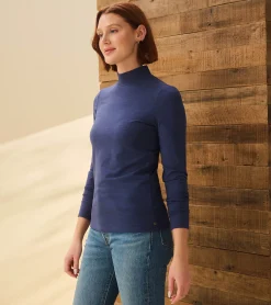 Sale Hatley Mock Neck Top - Patriot Blue
