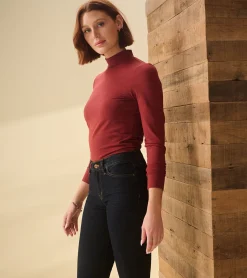 New Hatley Mock Neck Top - Russet Brown