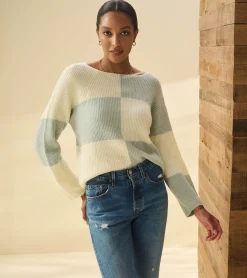 Hot Hatley Monroe Sweater - Sage Green Blocks