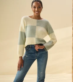 Hot Hatley Monroe Sweater - Sage Green Blocks