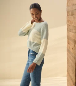 Hot Hatley Monroe Sweater - Sage Green Blocks