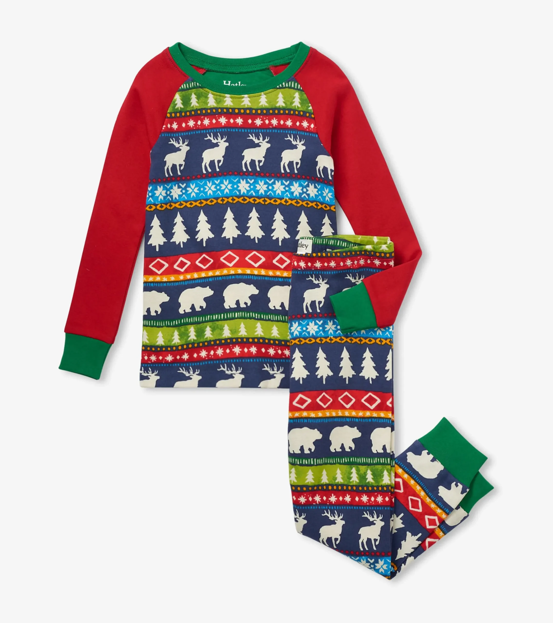 Online Hatley Navy Painted Fairisle Raglan Kids Organic Cotton Pajama Set