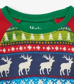 Online Hatley Navy Painted Fairisle Raglan Kids Organic Cotton Pajama Set