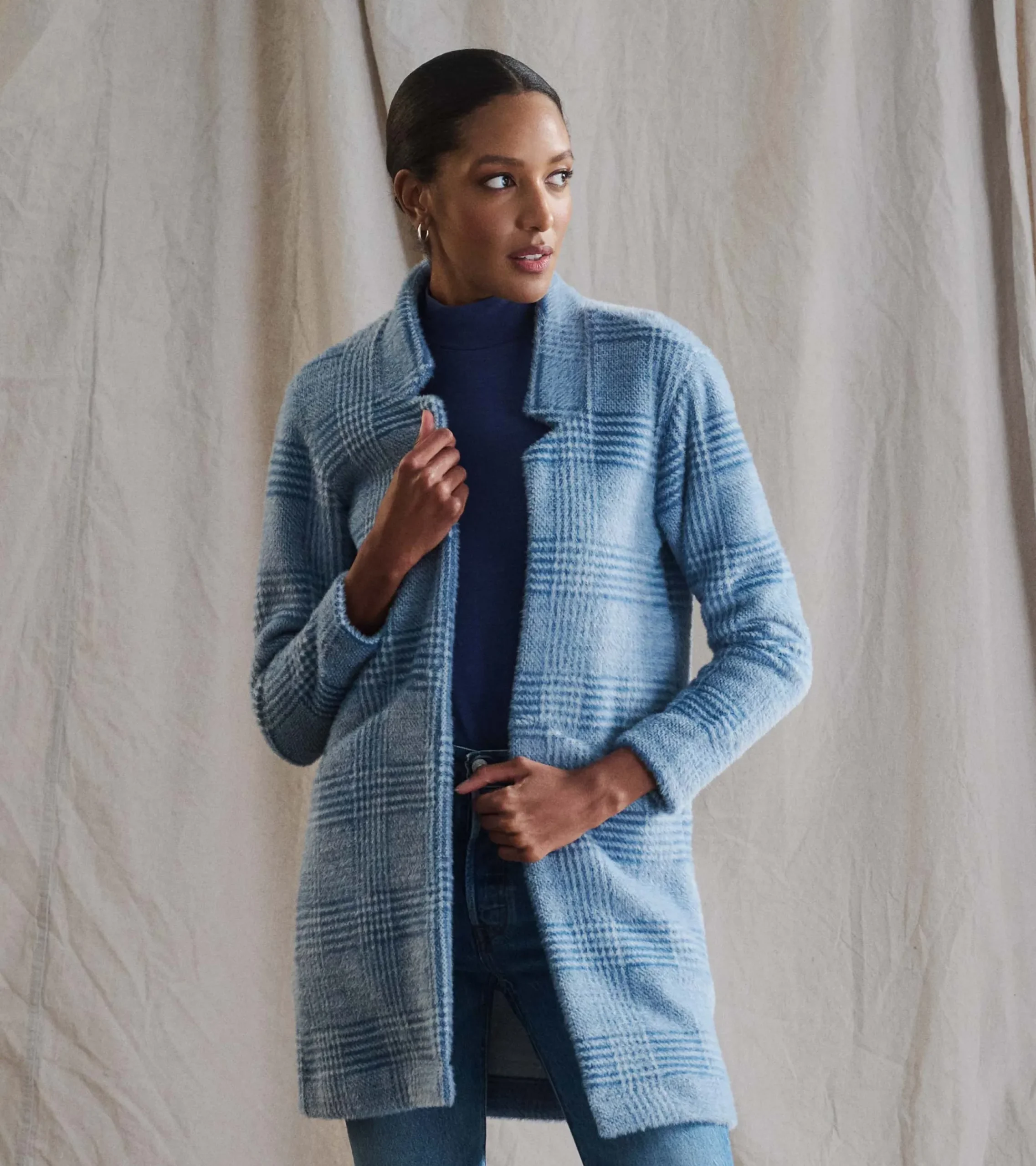Hatley Open Front Jacket - Blue Check