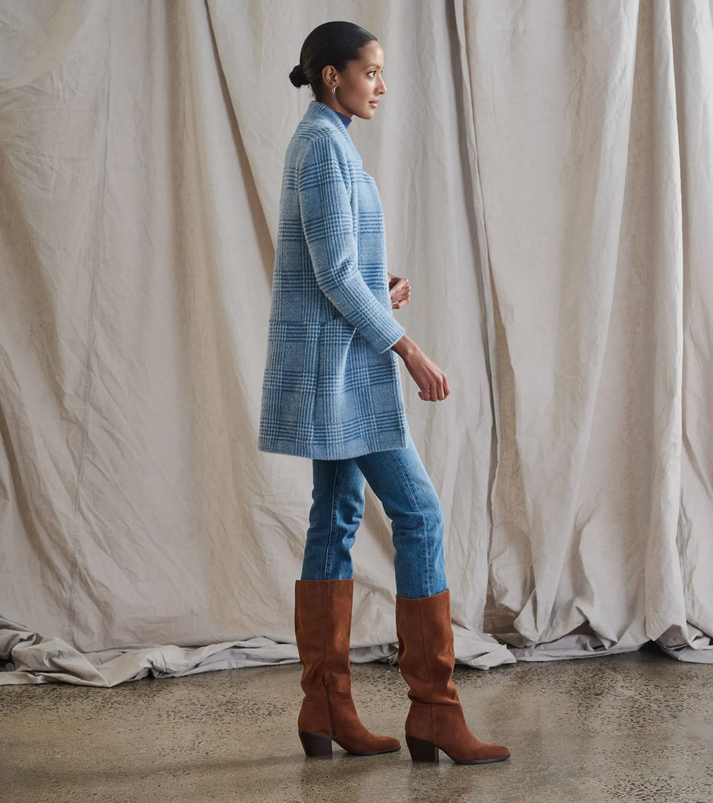Hatley Open Front Jacket - Blue Check
