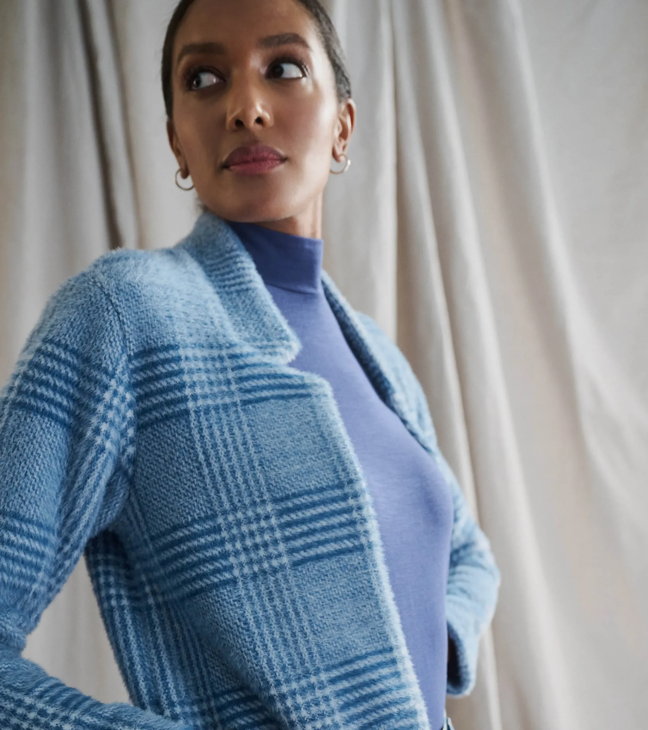Hatley Open Front Jacket - Blue Check