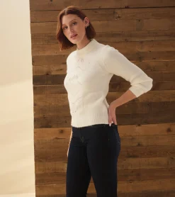 Sale Hatley Petal Cable Sweater - Winter White