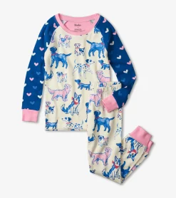 Hatley Pink Pups Organic Cotton Raglan Pajama Set