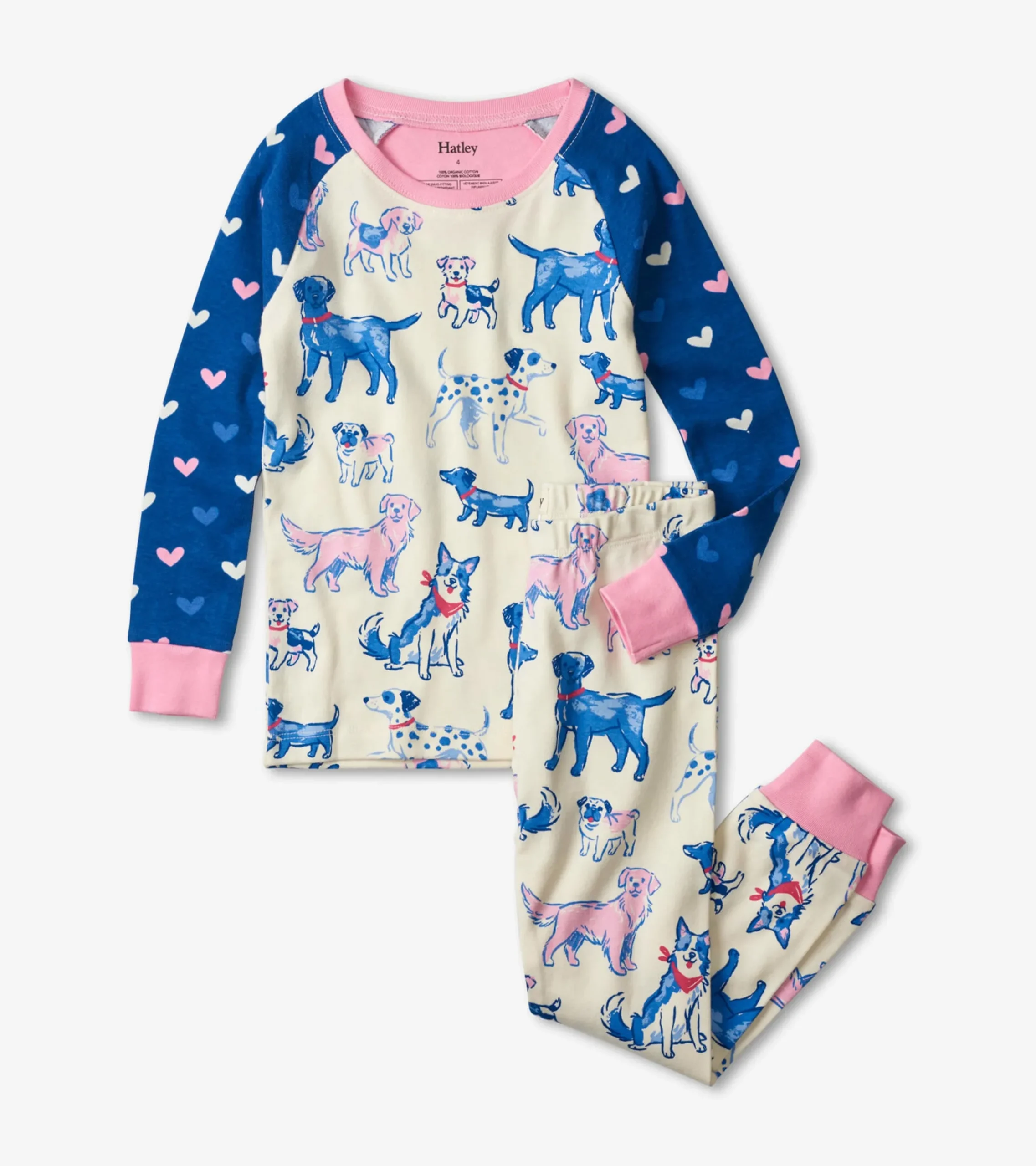 Hatley Pink Pups Organic Cotton Raglan Pajama Set
