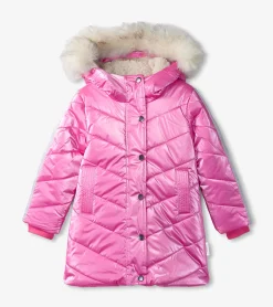 New Hatley Pink Star Kids Puffer Jacket