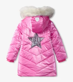 New Hatley Pink Star Kids Puffer Jacket