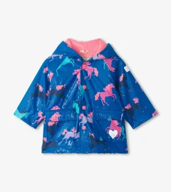 Best Hatley Prancing Horses Colour Changing Terry Lined Baby Rain Jacket
