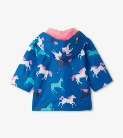 Best Hatley Prancing Horses Colour Changing Terry Lined Baby Rain Jacket