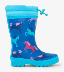 Best Hatley Prancing Horses Sherpa Lined Kids Rain Boots