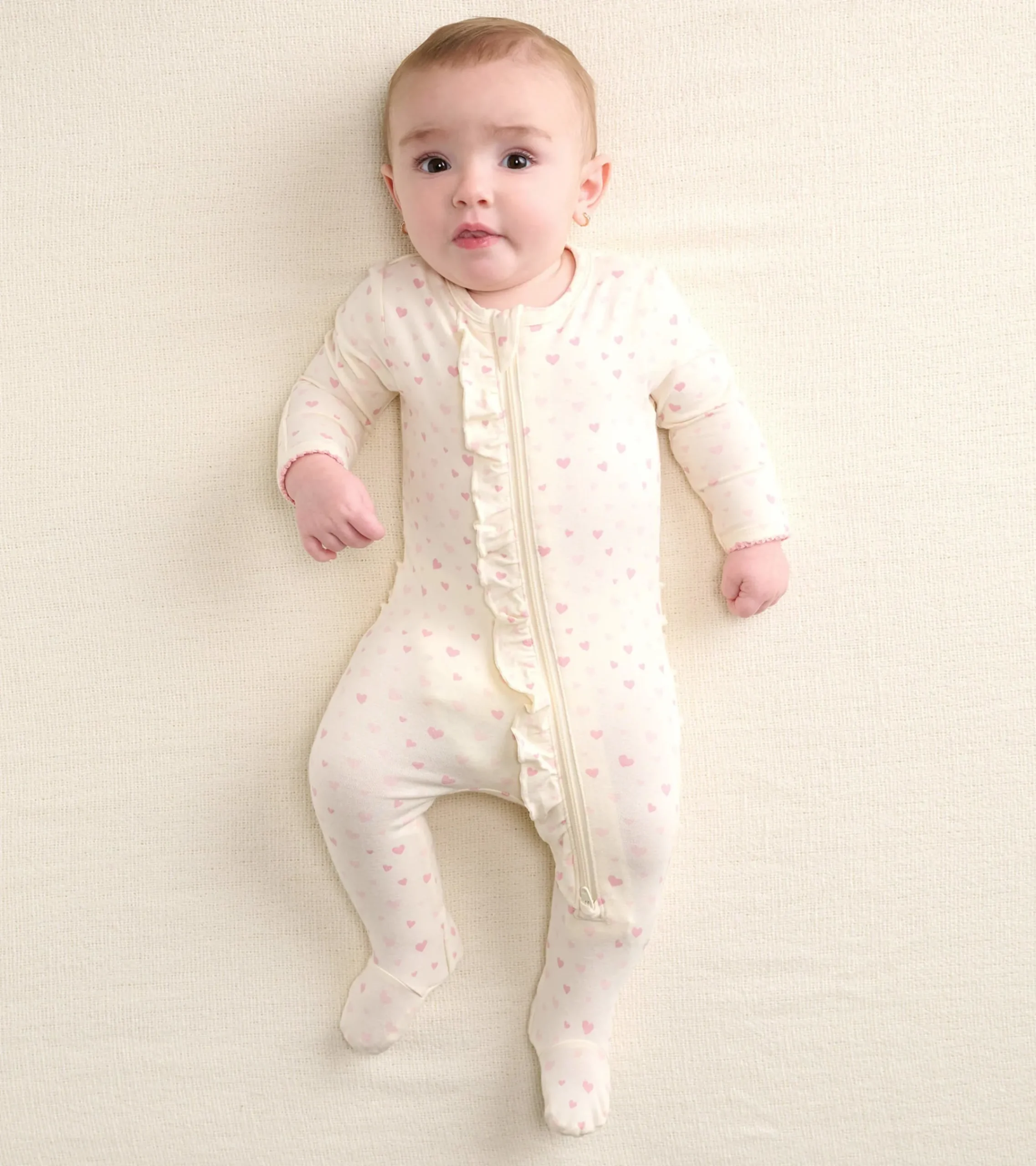 Clearance Hatley Pretty Hearts Newborn Ruffle Footed Sleeper