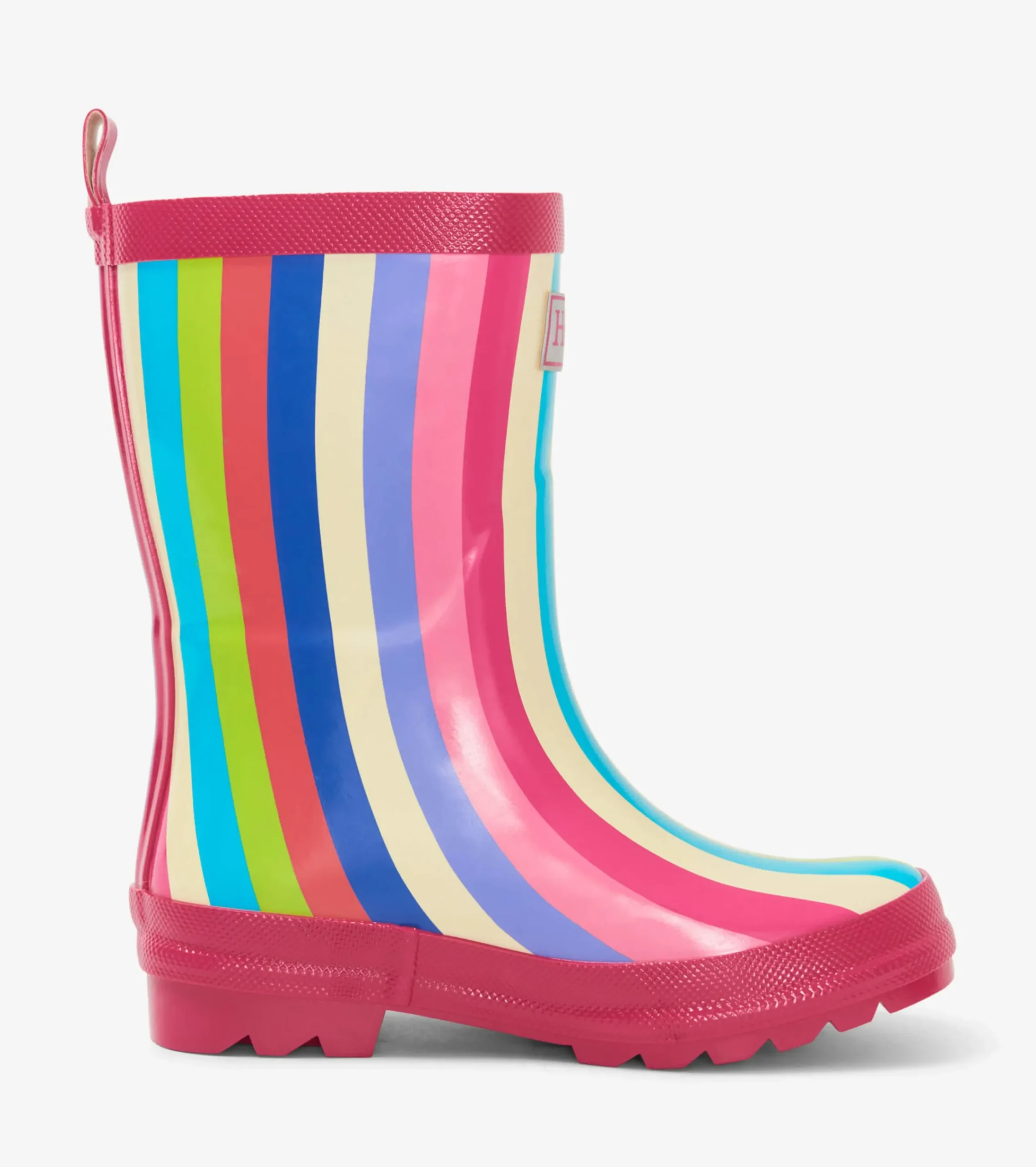 Hot Hatley Rainbow Stripes Shiny Kids Rain Boots