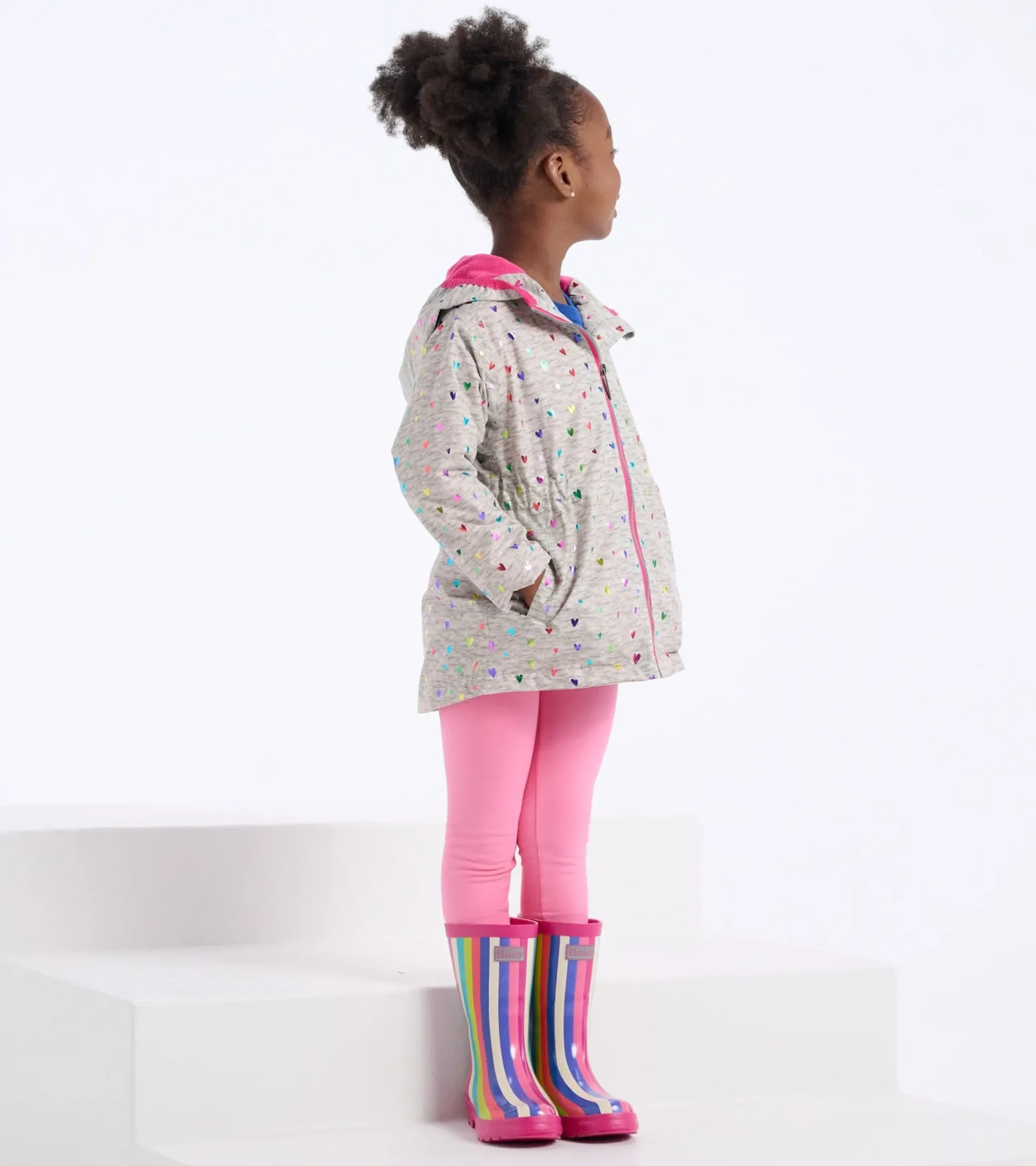 Hot Hatley Rainbow Stripes Shiny Kids Rain Boots