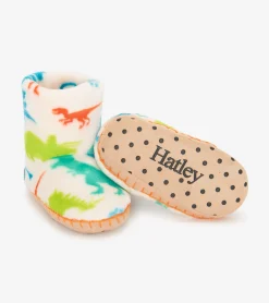 Clearance Hatley Real Dinosaurs Kids Fleece Slippers