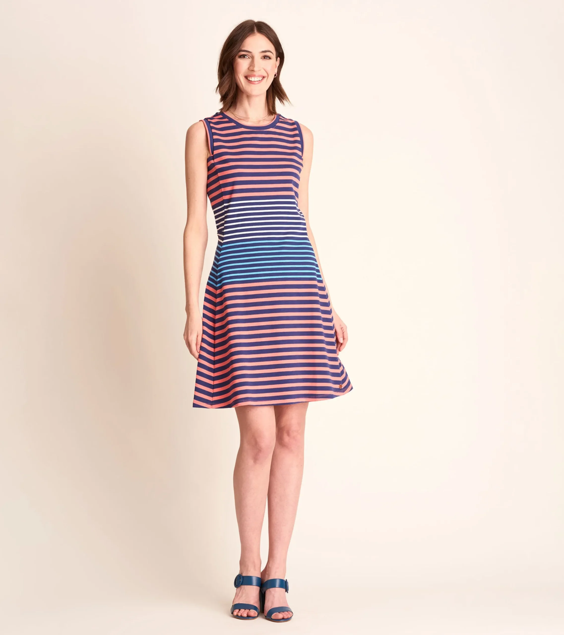 Outlet Hatley Sarah Dress - Navy and Coral Stripes