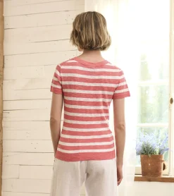 Discount Hatley Simone Knit Tee - Coral Stripes