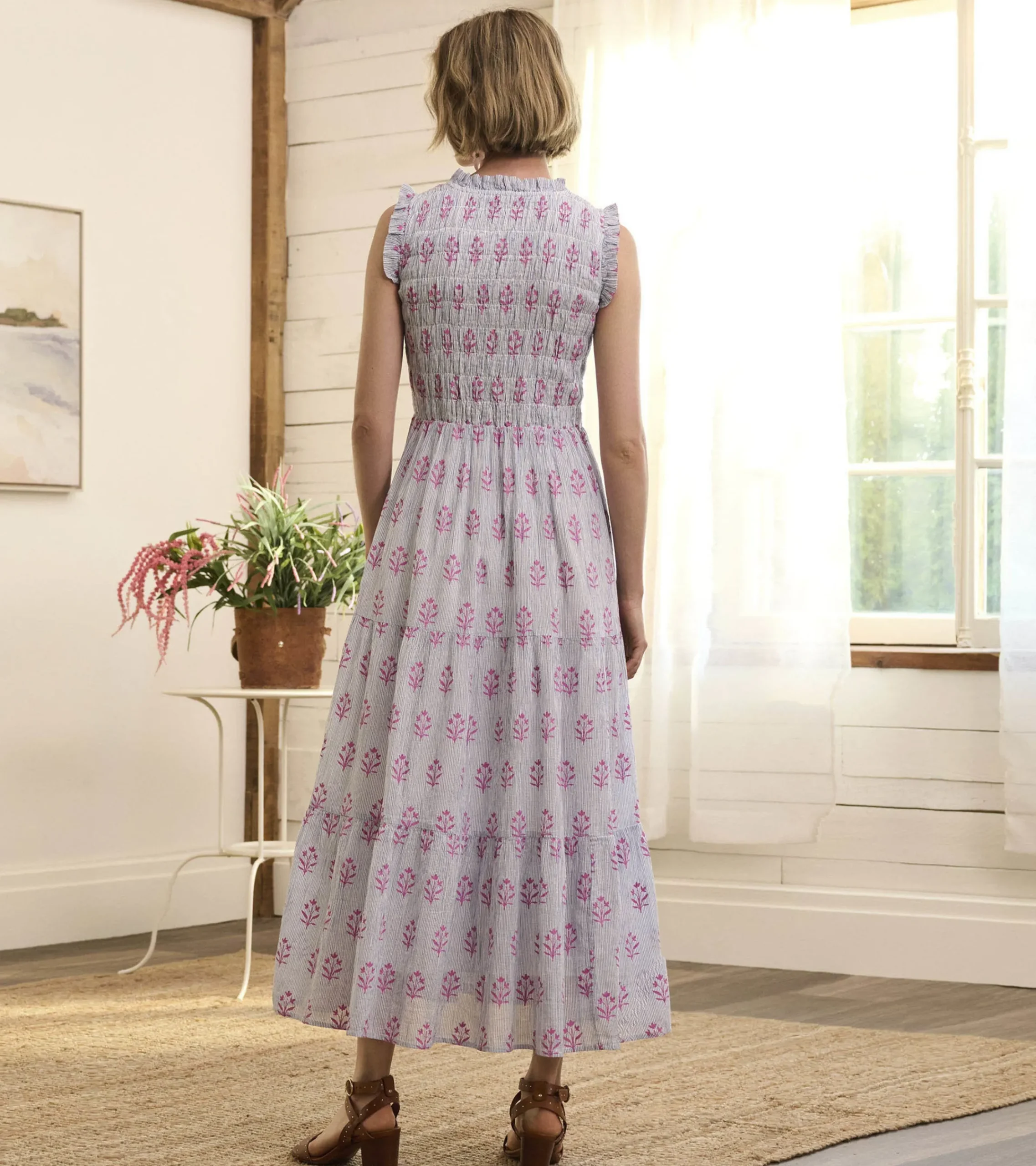 Hatley Smocked Maxi Dress - Wildflower Seersucker