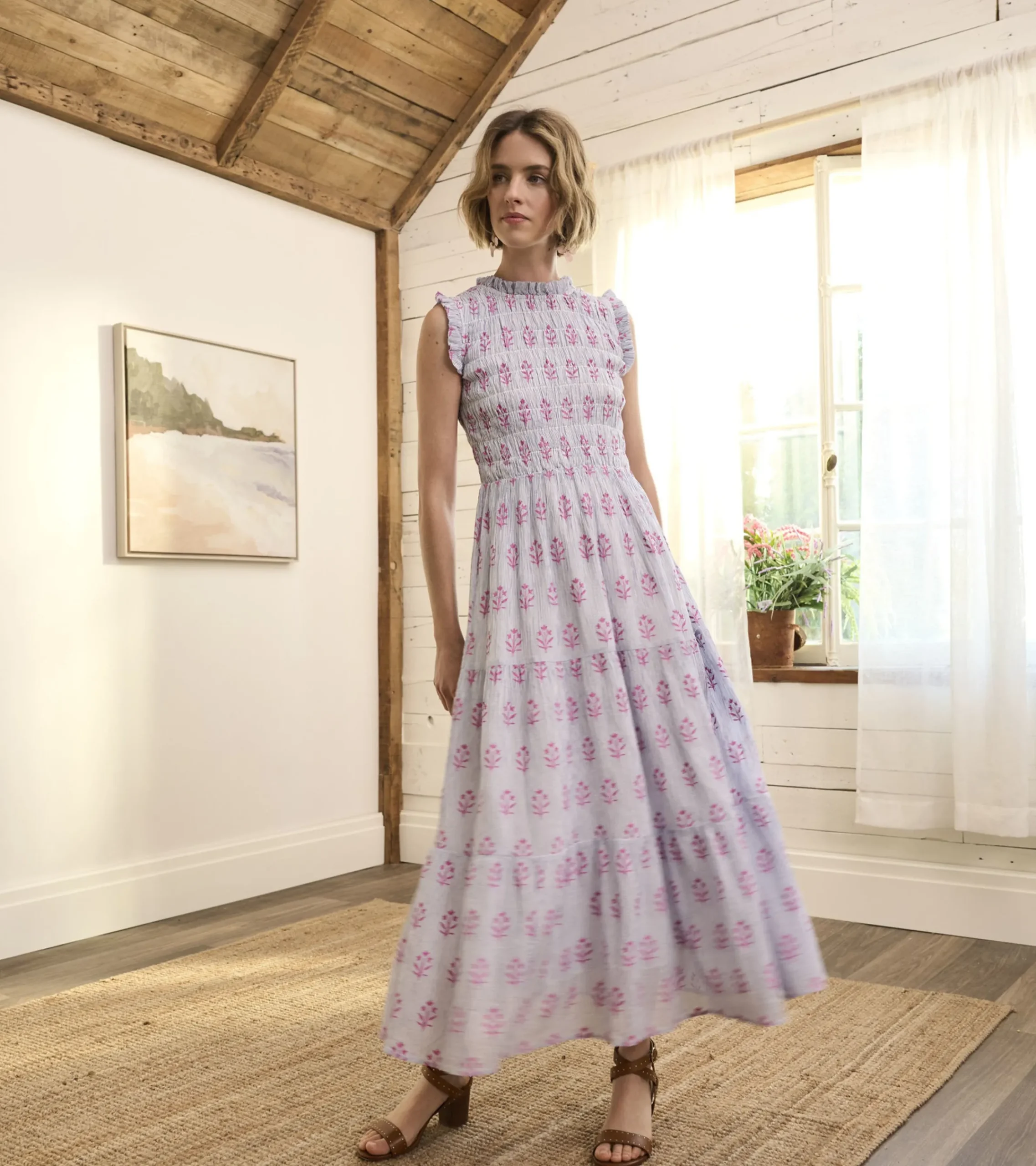 Hatley Smocked Maxi Dress - Wildflower Seersucker