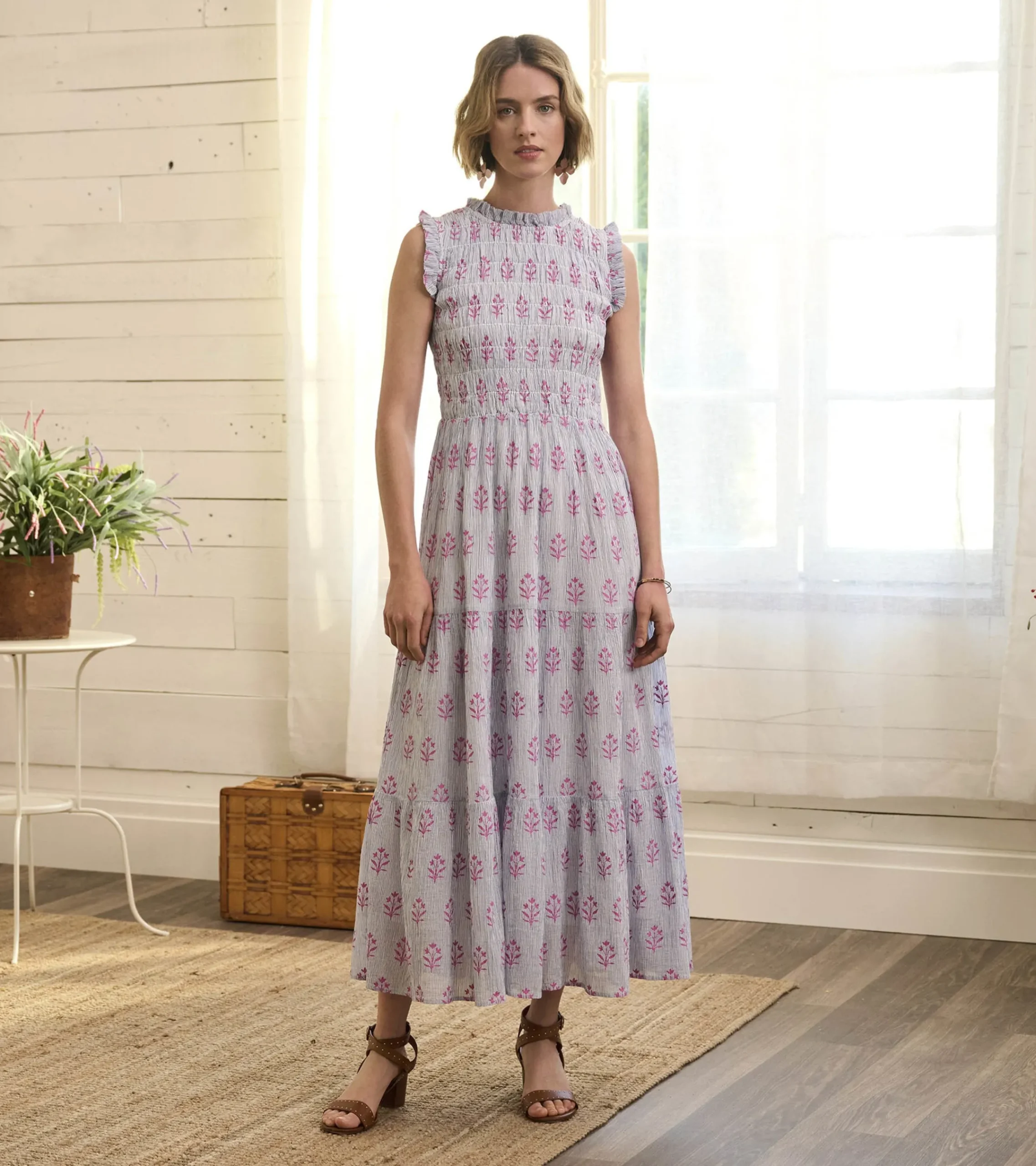 Hatley Smocked Maxi Dress - Wildflower Seersucker