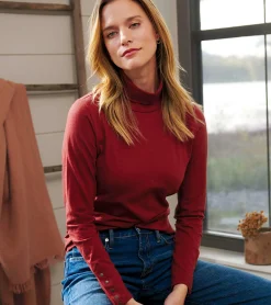 New Hatley Snap Sleeve Turtleneck - Madder Brown