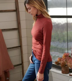 New Hatley Snap Sleeve Turtleneck - Madder Brown