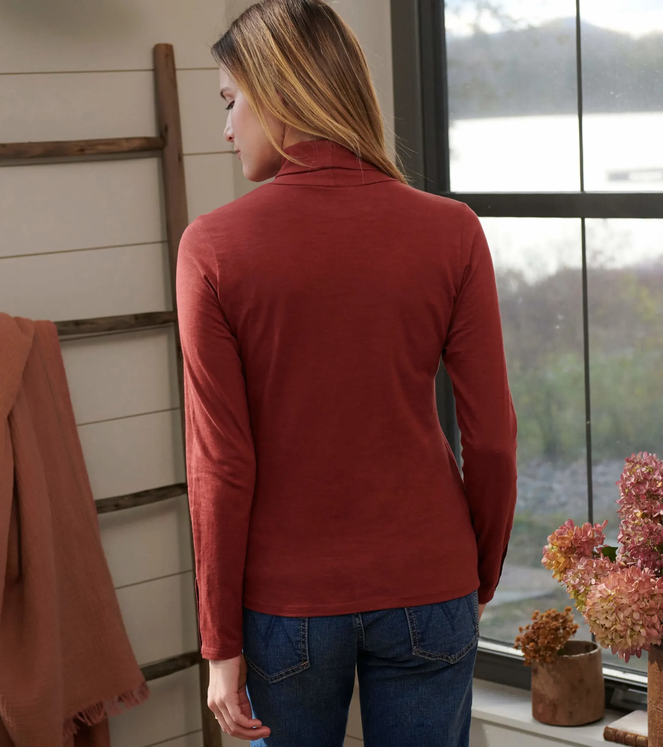 New Hatley Snap Sleeve Turtleneck - Madder Brown
