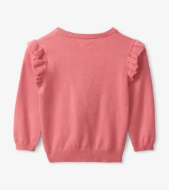 Clearance Hatley Striped Heart Ruffle Sleeve Sweater