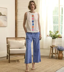 Clearance Hatley Tessa Tank Top - Embroidered Flowers