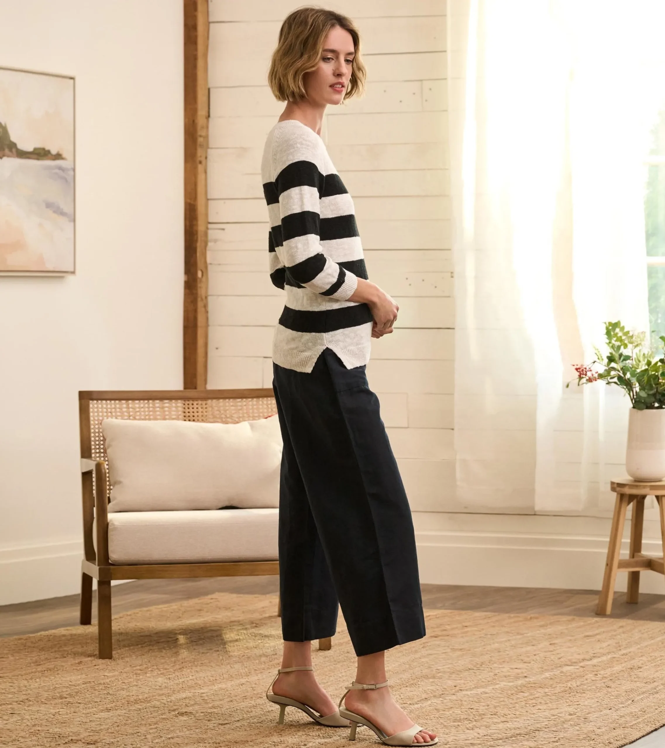 Outlet Hatley Tie Front Pants - Caviar Linen