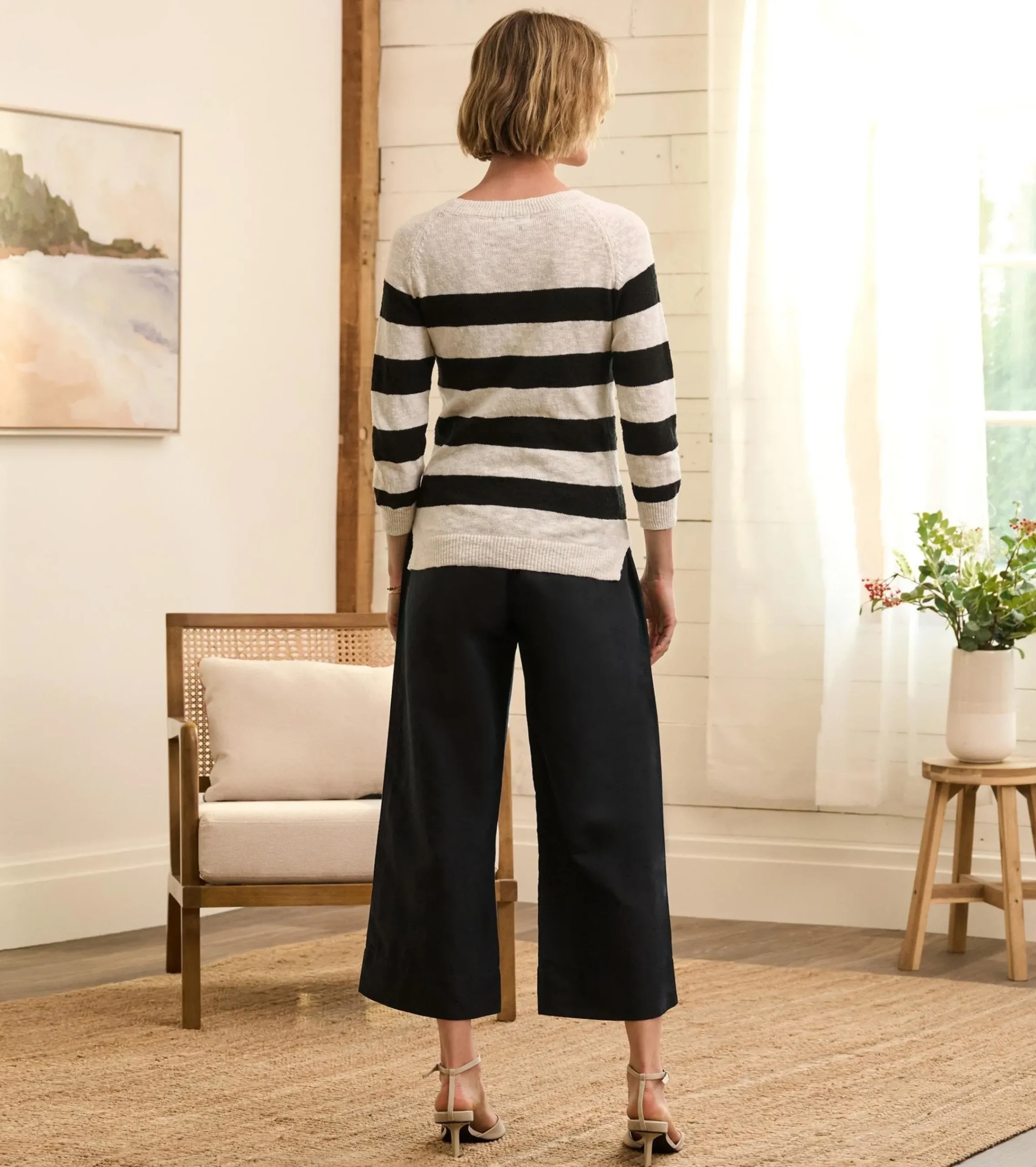 Outlet Hatley Tie Front Pants - Caviar Linen