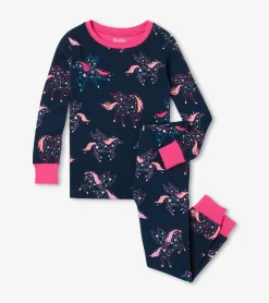 Hatley Unicorn Constellations Organic Cotton Raglan Kids Pajama Set